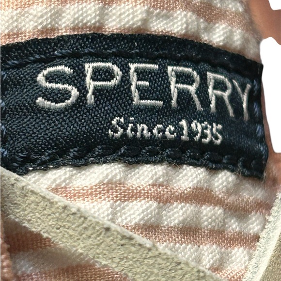 Sperry Women’s Top Sider 9.5 Medium Slip Ons, leather laces Pink Striped,casual - Picture 5 of 6